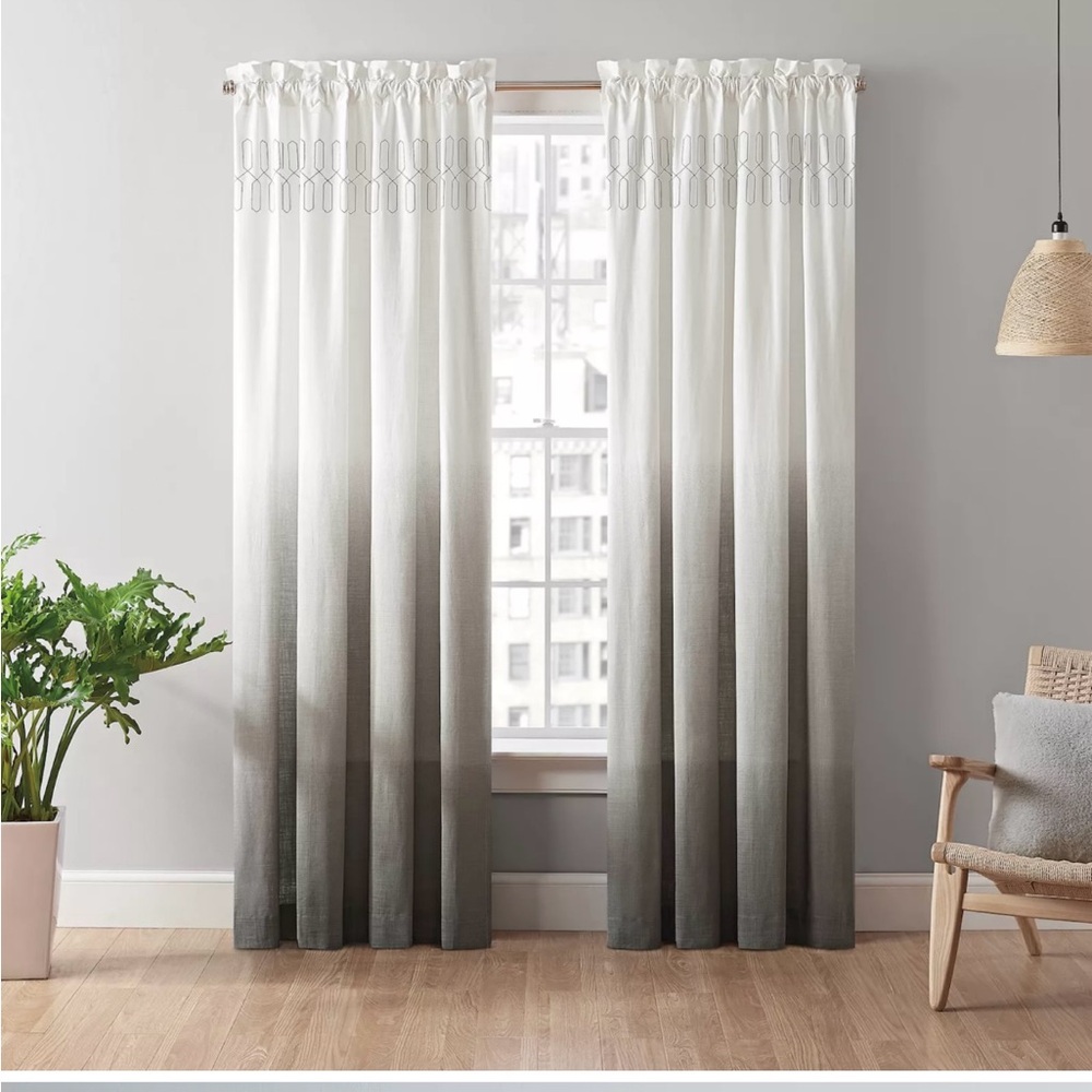 VU Ombre White and Gray Curtains